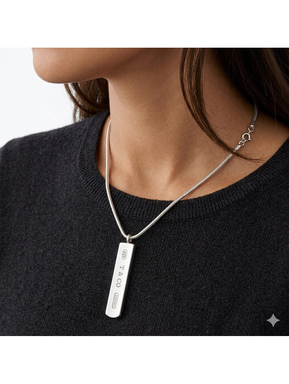 US Seller TIFFANY&CO. Silver 925 1837 Bar Snake Chain Necklace